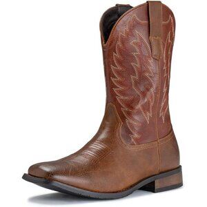 Cowboy Boots For Men Wide Foot Square Toe Brown 2